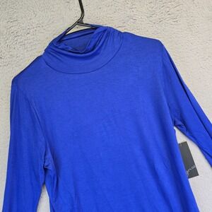 GNW Top Womens XL Blue Turtleneck Lightweight Stretch Business Formal Preppy NWT